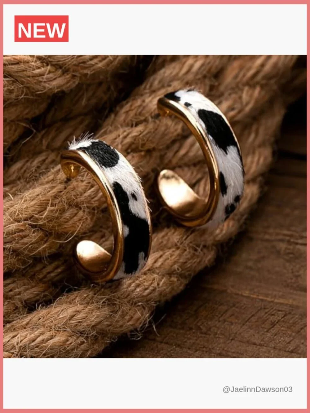 Cow Print Chunky Hoop Earrings Big Fashion Jewelry